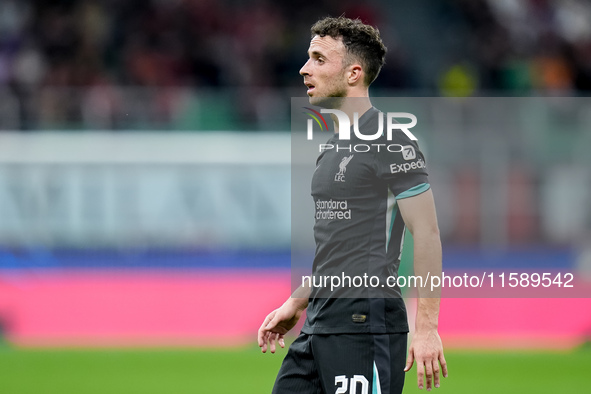 Diogo Jota of Liverpool FC looks on during the UEFA Champions League 2024/25 League Phase MD1 match between AC Milan and Liverpool FC at Sta...