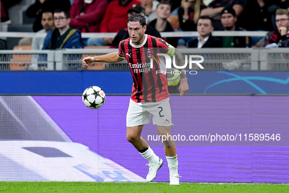 Davide Calabria of AC Milan during the UEFA Champions League 2024/25 League Phase MD1 match between AC Milan and Liverpool FC at Stadio San...