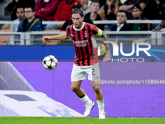 Davide Calabria of AC Milan during the UEFA Champions League 2024/25 League Phase MD1 match between AC Milan and Liverpool FC at Stadio San...