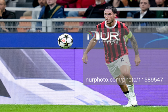 Davide Calabria of AC Milan during the UEFA Champions League 2024/25 League Phase MD1 match between AC Milan and Liverpool FC at Stadio San...