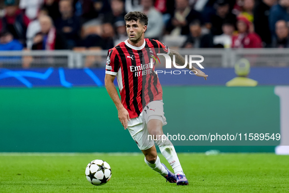 Christian Pulisic of AC Milan during the UEFA Champions League 2024/25 League Phase MD1 match between AC Milan and Liverpool FC at Stadio Sa...