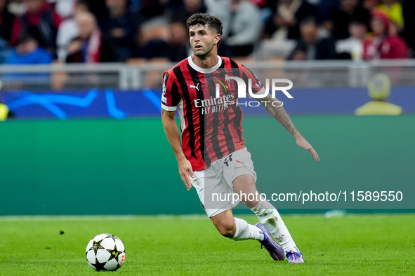 Christian Pulisic of AC Milan during the UEFA Champions League 2024/25 League Phase MD1 match between AC Milan and Liverpool FC at Stadio Sa...