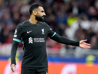 Mohamed Salah of Liverpool FC gestures during the UEFA Champions League 2024/25 League Phase MD1 match between AC Milan and Liverpool FC at...