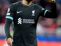 Mohamed Salah of Liverpool FC reacts during the UEFA Champions League 2024/25 League Phase MD1 match between AC Milan and Liverpool FC at St...