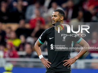 Cody Gakpo of Liverpool FC looks on during the UEFA Champions League 2024/25 League Phase MD1 match between AC Milan and Liverpool FC at Sta...