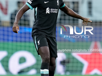 Ibrahima Konate' of Liverpool FC during the UEFA Champions League 2024/25 League Phase MD1 match between AC Milan and Liverpool FC at Stadio...