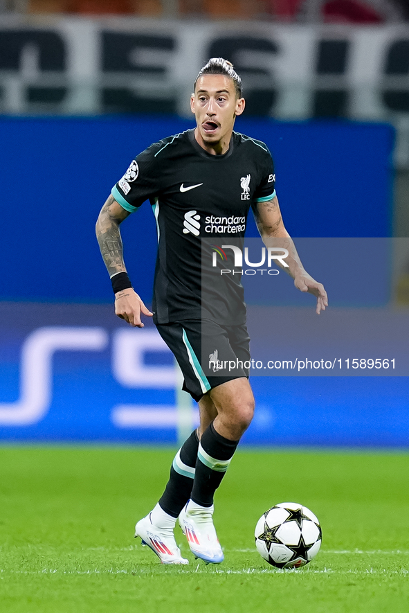 Kostas Tsimikas of Liverpool FC during the UEFA Champions League 2024/25 League Phase MD1 match between AC Milan and Liverpool FC at Stadio...