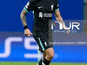 Kostas Tsimikas of Liverpool FC during the UEFA Champions League 2024/25 League Phase MD1 match between AC Milan and Liverpool FC at Stadio...