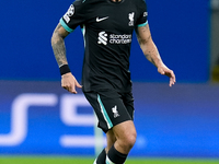 Kostas Tsimikas of Liverpool FC during the UEFA Champions League 2024/25 League Phase MD1 match between AC Milan and Liverpool FC at Stadio...