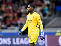 Mike Maignan of AC Milan looks on during the UEFA Champions League 2024/25 League Phase MD1 match between AC Milan and Liverpool FC at Stadi...