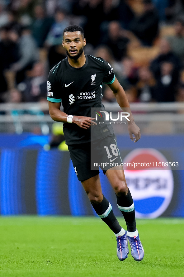 Cody Gakpo of Liverpool FC during the UEFA Champions League 2024/25 League Phase MD1 match between AC Milan and Liverpool FC at Stadio San S...