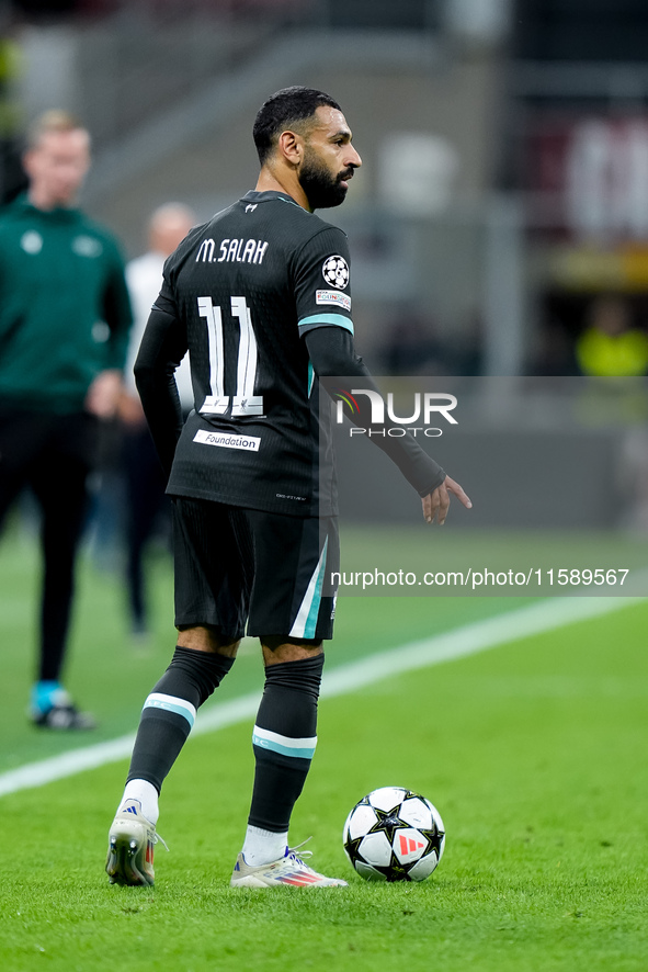 Mohamed Salah of Liverpool FC during the UEFA Champions League 2024/25 League Phase MD1 match between AC Milan and Liverpool FC at Stadio Sa...