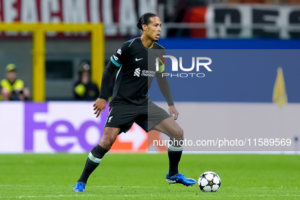 Virgil van Dijk of Liverpool FC during the UEFA Champions League 2024/25 League Phase MD1 match between AC Milan and Liverpool FC at Stadio...