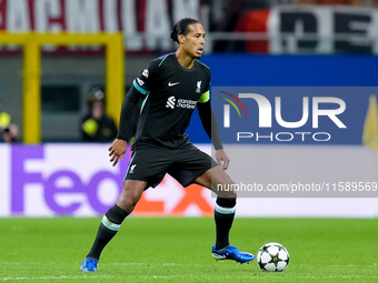 Virgil van Dijk of Liverpool FC during the UEFA Champions League 2024/25 League Phase MD1 match between AC Milan and Liverpool FC at Stadio...