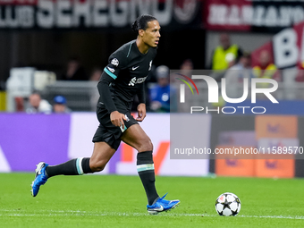 Virgil van Dijk of Liverpool FC during the UEFA Champions League 2024/25 League Phase MD1 match between AC Milan and Liverpool FC at Stadio...