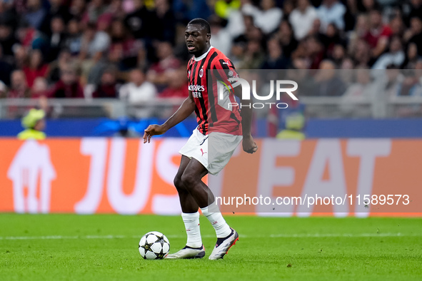 Youssouf Fofana of AC Milan during the UEFA Champions League 2024/25 League Phase MD1 match between AC Milan and Liverpool FC at Stadio San...