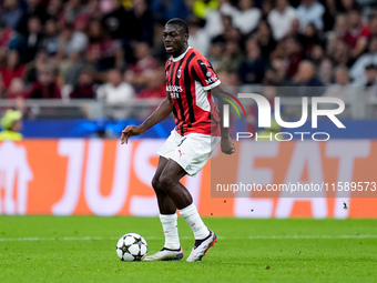 Youssouf Fofana of AC Milan during the UEFA Champions League 2024/25 League Phase MD1 match between AC Milan and Liverpool FC at Stadio San...