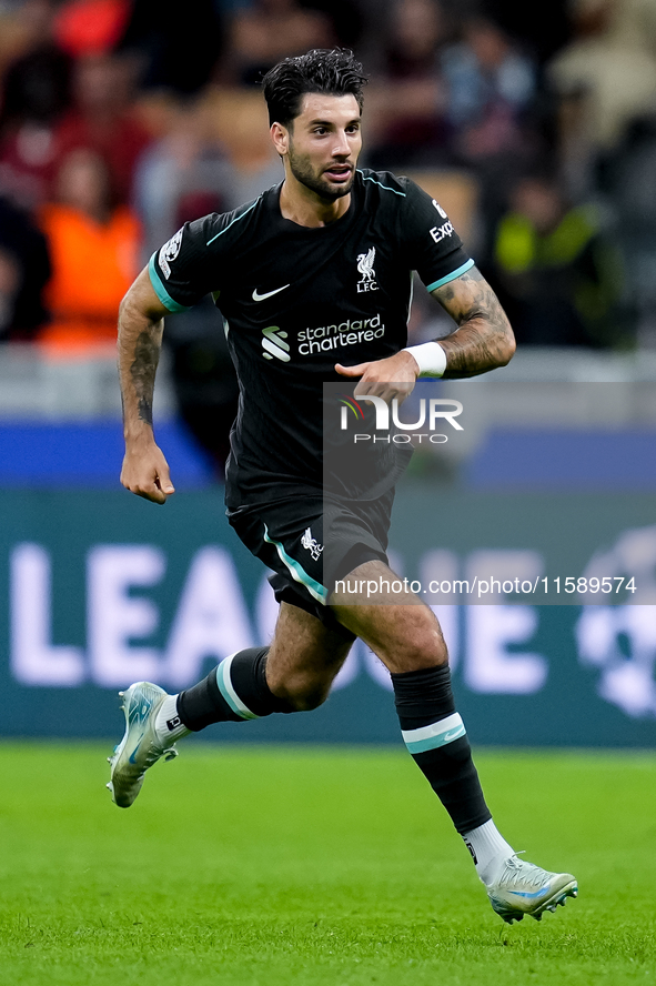 Dominik Szoboszlai of Liverpool FC during the UEFA Champions League 2024/25 League Phase MD1 match between AC Milan and Liverpool FC at Stad...