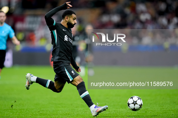 Mohamed Salah of Liverpool FC during the UEFA Champions League 2024/25 League Phase MD1 match between AC Milan and Liverpool FC at Stadio Sa...