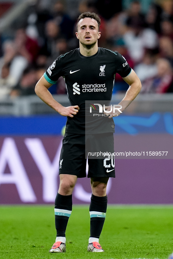 Diogo Jota of Liverpool FC during the UEFA Champions League 2024/25 League Phase MD1 match between AC Milan and Liverpool FC at Stadio San S...