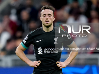 Diogo Jota of Liverpool FC looks dejected during the UEFA Champions League 2024/25 League Phase MD1 match between AC Milan and Liverpool FC...