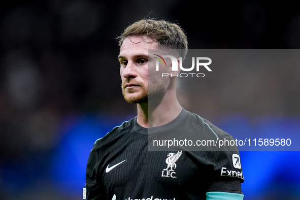 Alexis Mac Allister of Liverpool FC looks on during the UEFA Champions League 2024/25 League Phase MD1 match between AC Milan and Liverpool...