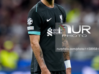 Dominik Szoboszlai of Liverpool FC looks on during the UEFA Champions League 2024/25 League Phase MD1 match between AC Milan and Liverpool F...