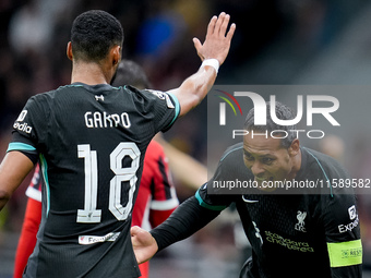 Virgil van Dijk of Liverpool FC celebrates after scoring second goal during the UEFA Champions League 2024/25 League Phase MD1 match between...