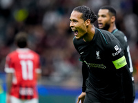 Virgil van Dijk of Liverpool FC celebrates after scoring second goal during the UEFA Champions League 2024/25 League Phase MD1 match between...