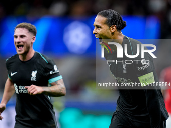 Virgil van Dijk of Liverpool FC celebrates after scoring second goal during the UEFA Champions League 2024/25 League Phase MD1 match between...