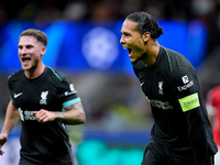 Virgil van Dijk of Liverpool FC celebrates after scoring second goal during the UEFA Champions League 2024/25 League Phase MD1 match between...