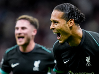 Virgil van Dijk of Liverpool FC celebrates after scoring second goal during the UEFA Champions League 2024/25 League Phase MD1 match between...