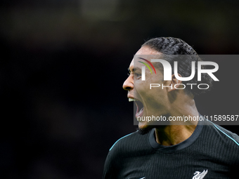 Virgil van Dijk of Liverpool FC celebrates after scoring second goal during the UEFA Champions League 2024/25 League Phase MD1 match between...