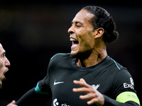 Virgil van Dijk of Liverpool FC celebrates after scoring second goal during the UEFA Champions League 2024/25 League Phase MD1 match between...