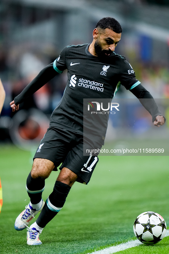 Mohamed Salah of Liverpool FC during the UEFA Champions League 2024/25 League Phase MD1 match between AC Milan and Liverpool FC at Stadio Sa...