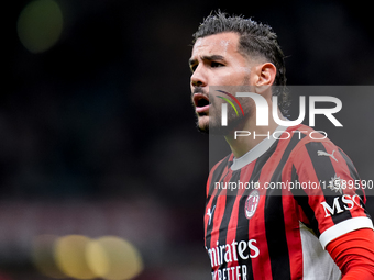 Theo Hernandez of AC Milan looks on during the UEFA Champions League 2024/25 League Phase MD1 match between AC Milan and Liverpool FC at Sta...