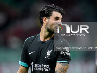 Dominik Szoboszlai of Liverpool FC looks on during the UEFA Champions League 2024/25 League Phase MD1 match between AC Milan and Liverpool F...