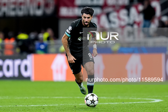 Dominik Szoboszlai of Liverpool FC during the UEFA Champions League 2024/25 League Phase MD1 match between AC Milan and Liverpool FC at Stad...