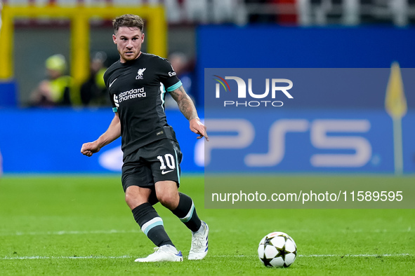 Alexis Mac Allister of Liverpool FC during the UEFA Champions League 2024/25 League Phase MD1 match between AC Milan and Liverpool FC at Sta...