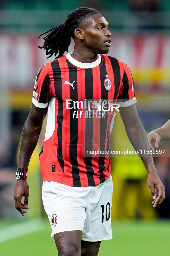 Rafael Leao of AC Milan looks on during the UEFA Champions League 2024/25 League Phase MD1 match between AC Milan and Liverpool FC at Stadio...