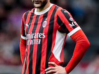 Theo Hernandez of AC Milan looks on during the UEFA Champions League 2024/25 League Phase MD1 match between AC Milan and Liverpool FC at Sta...