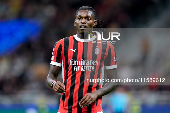 Rafael Leao of AC Milan looks on during the UEFA Champions League 2024/25 League Phase MD1 match between AC Milan and Liverpool FC at Stadio...