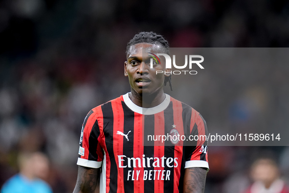 Rafael Leao of AC Milan looks on during the UEFA Champions League 2024/25 League Phase MD1 match between AC Milan and Liverpool FC at Stadio...