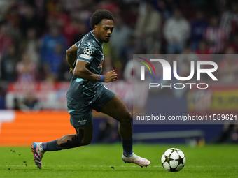 Lois Openda centre-forward of RB Leipzig and Belgium during the UEFA Champions League 2024/25 League Phase MD1 match between Atletico de Mad...