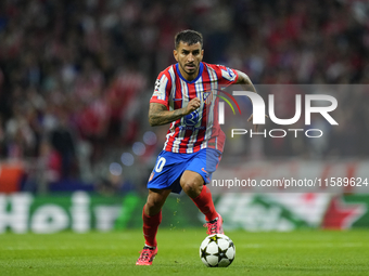 Angel Correa right winger of Atletico de Madrid and Argentina during the UEFA Champions League 2024/25 League Phase MD1 match between Atleti...