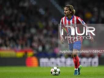 Antoine Griezmann second striker of Atletico de Madrid and France controls the ball during the UEFA Champions League 2024/25 League Phase MD...