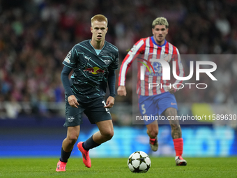 Arthur Vermeeren central midfield of RB Leipzig and Belgium during the UEFA Champions League 2024/25 League Phase MD1 match between Atletico...