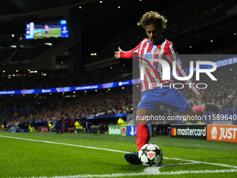 Antoine Griezmann second striker of Atletico de Madrid and France does passed during the UEFA Champions League 2024/25 League Phase MD1 matc...