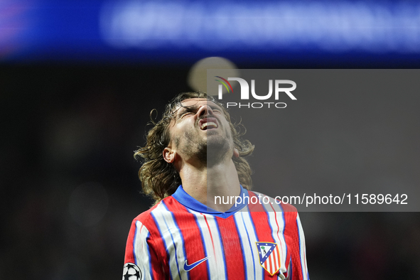 Antoine Griezmann second striker of Atletico de Madrid and France reacts during the UEFA Champions League 2024/25 League Phase MD1 match bet...