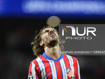 Antoine Griezmann second striker of Atletico de Madrid and France reacts during the UEFA Champions League 2024/25 League Phase MD1 match bet...